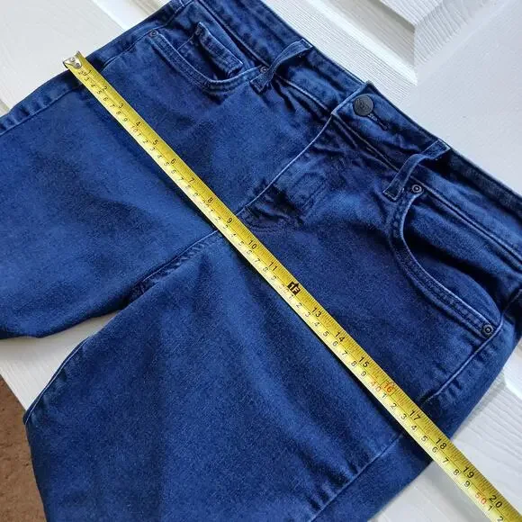 NYDJ Marilyn Straight Jeans 12 Lift Tuck dark wash blue 33W 28.5L hemmed short - Picture 13 of 16